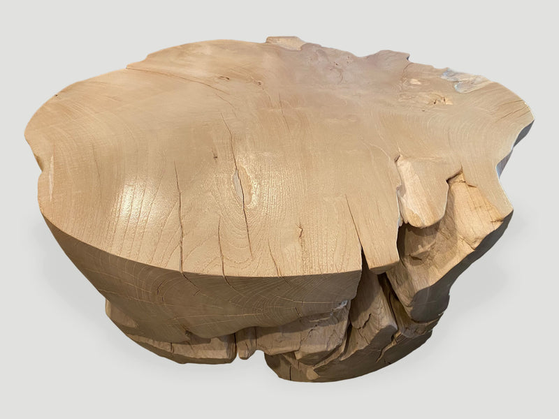 Impressive Bleached Teak Wood Coffee Table