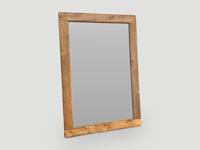 Minimalist Hand Carved Teak Wood Mirror