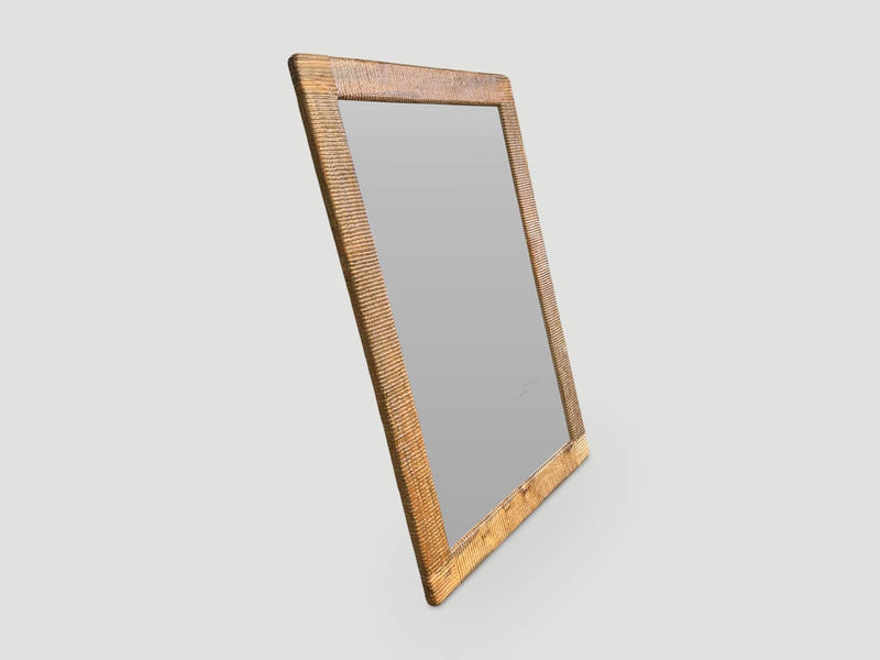 Minimalist Hand Carved Teak Wood Mirror