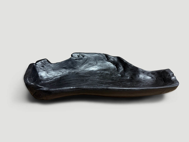 Sculptural Charred Teak Wood Vessel