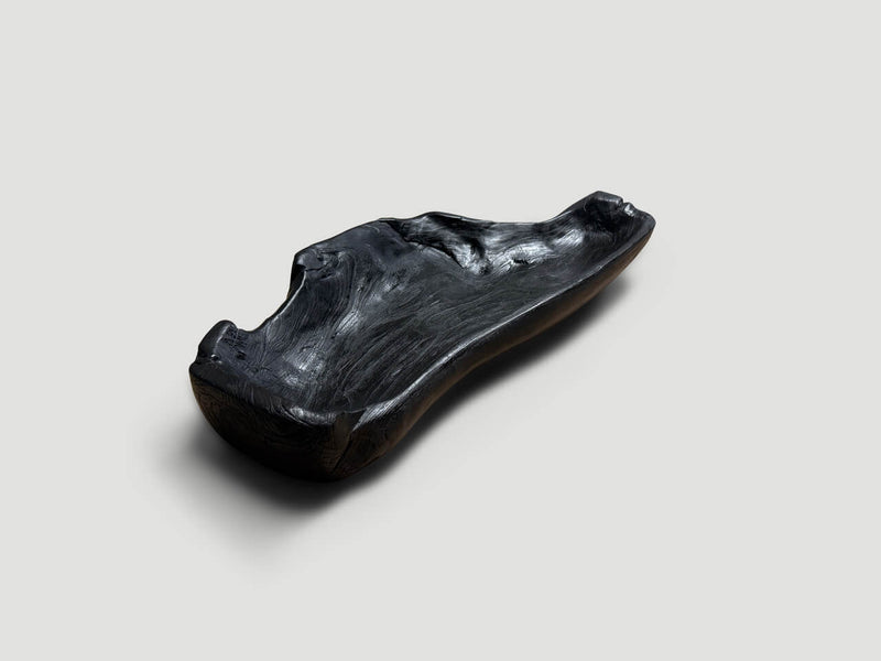 Sculptural Charred Teak Wood Vessel