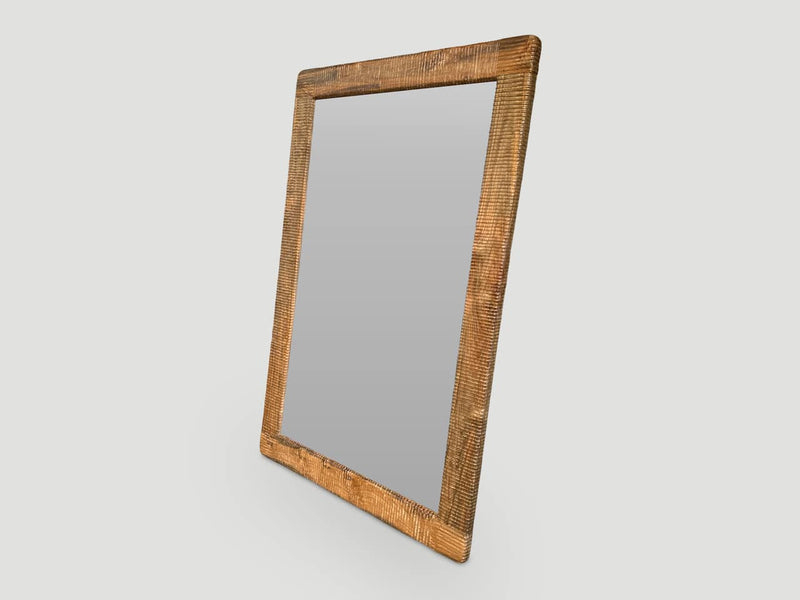 Minimalist Hand Carved Teak Wood Mirror
