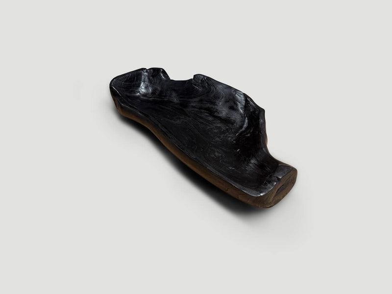Sculptural Charred Teak Wood Vessel
