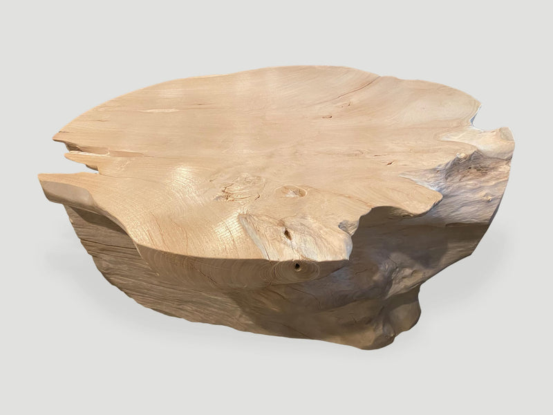 Impressive Bleached Teak Wood Coffee Table