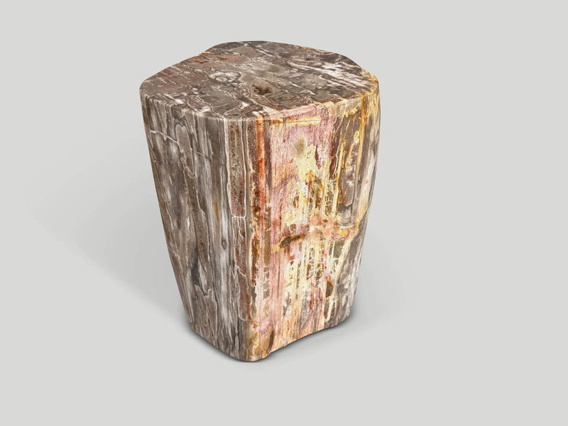 Coral Toned High Quality Petrified Wood Side Table