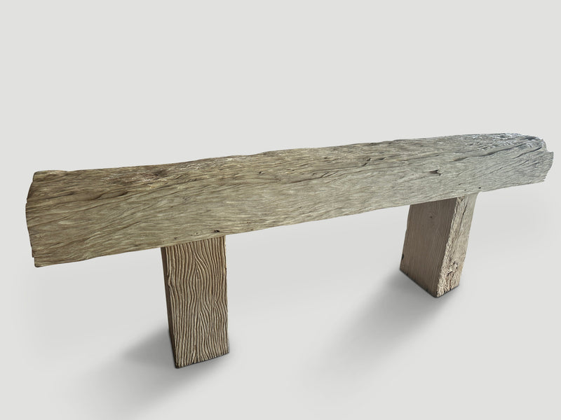 Monumental Bleached Teak Console Table