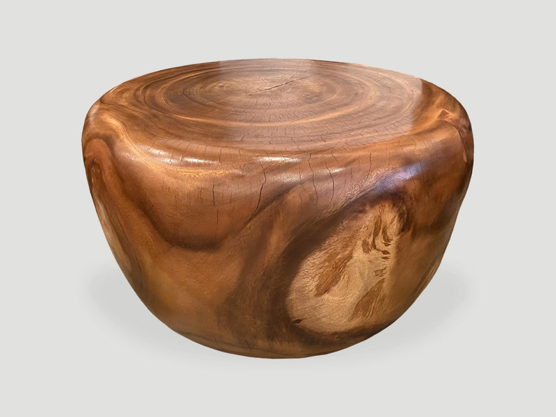 Drum Shape Suar Wood Coffee Table