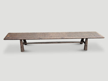 Impressive Minimalist Hand Carved Teak Bench
