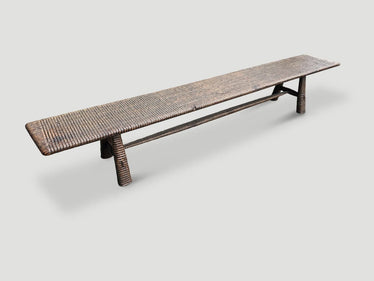 Impressive Minimalist Hand Carved Teak Bench