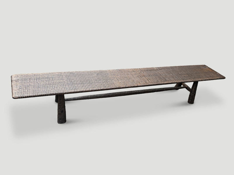 Impressive Minimalist Hand Carved Teak Bench