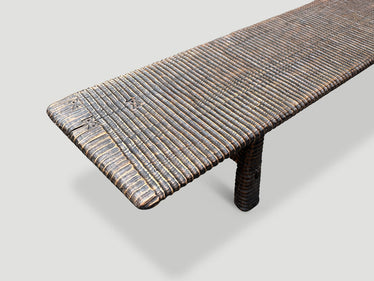Impressive Minimalist Hand Carved Teak Bench