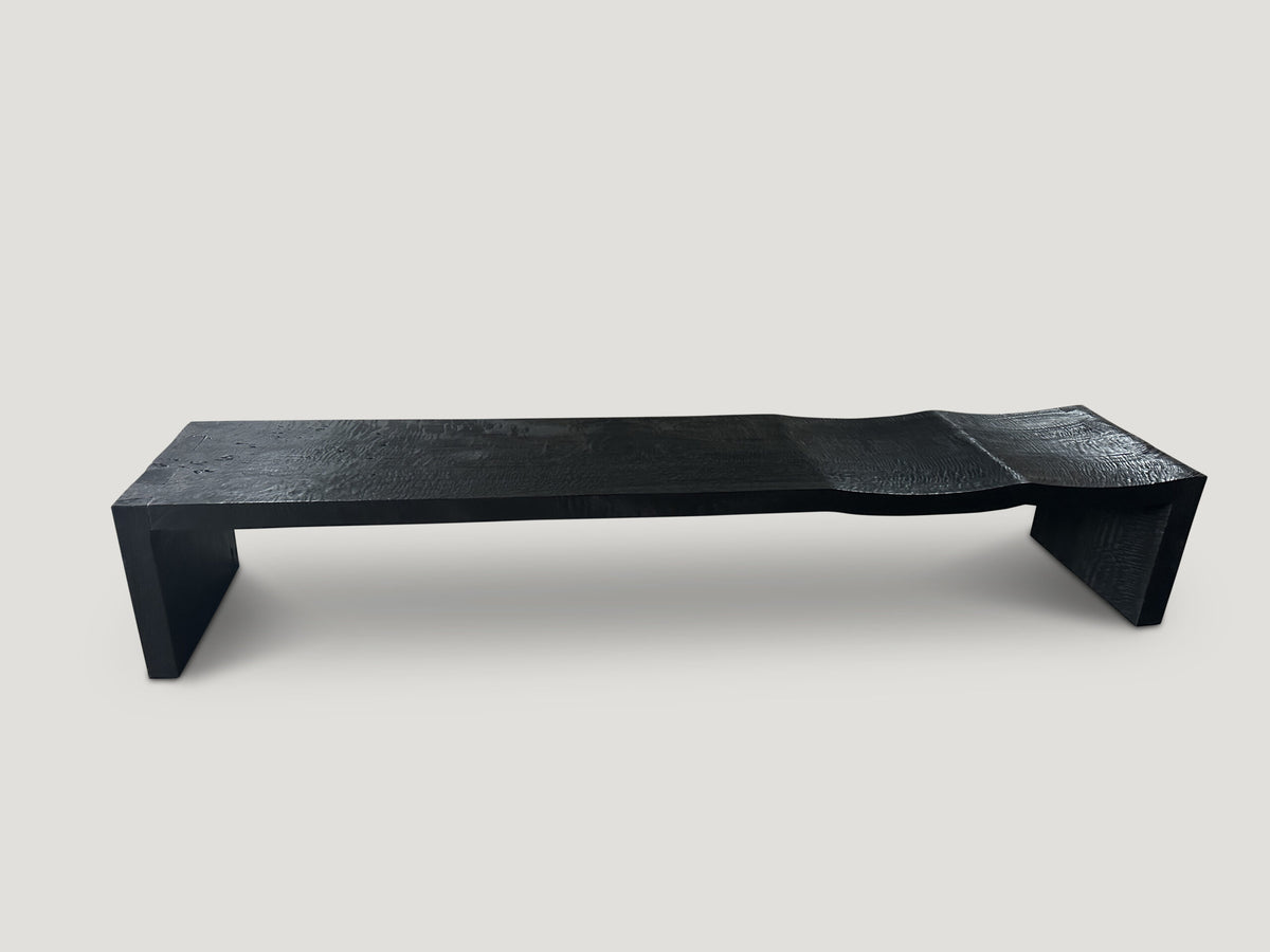 Impressive Minimalist Charred Wave Bench