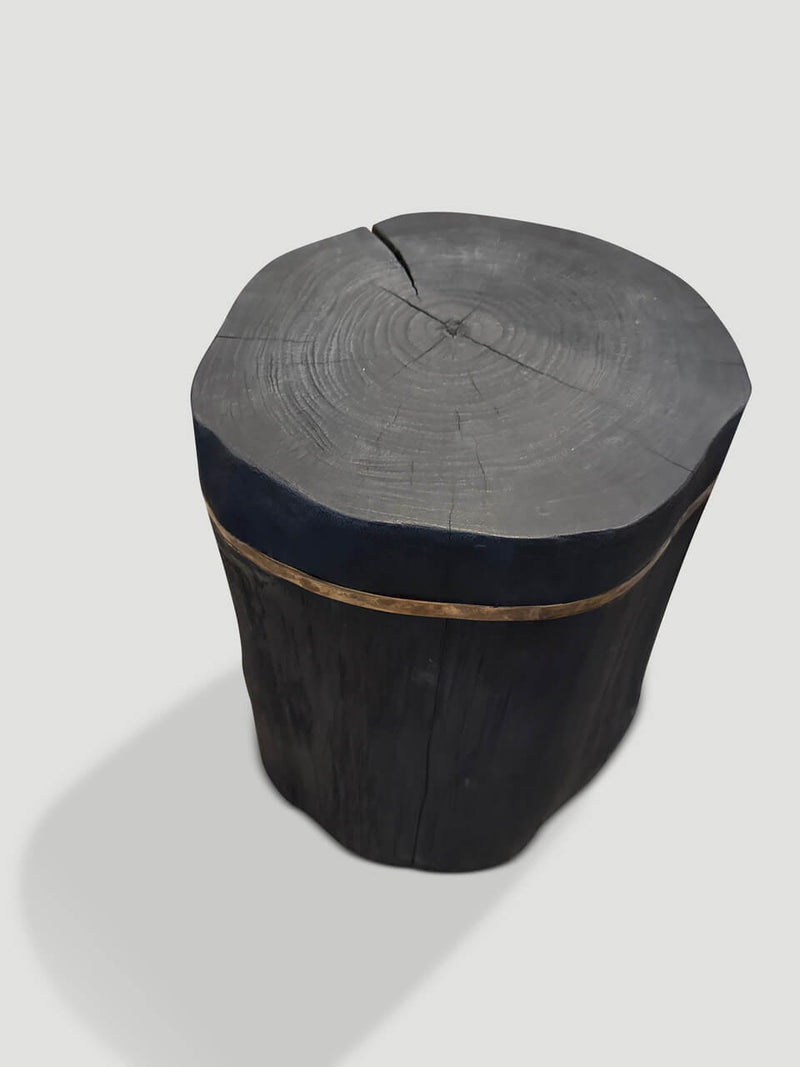 Minimalist Charred and Bronze Side Table