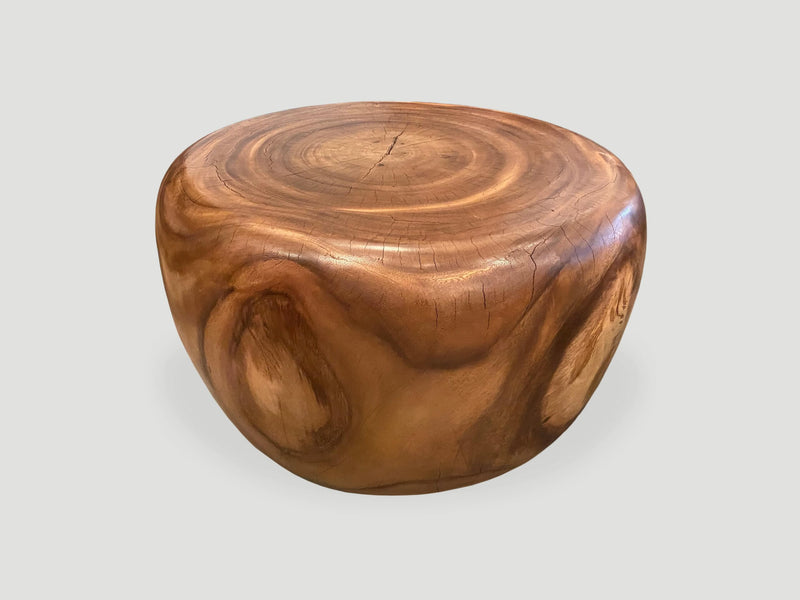 Drum Shape Suar Wood Coffee Table