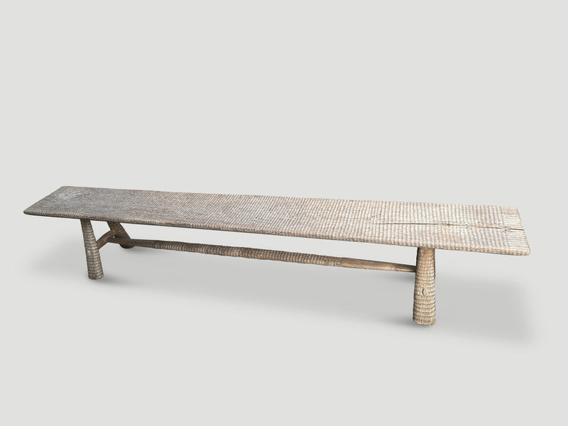 Impressive Minimalist Hand Carved Teak Bench