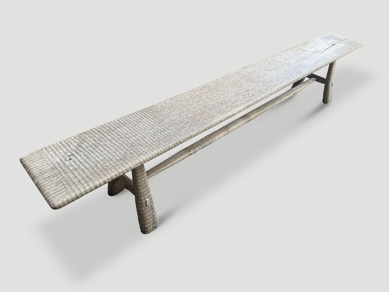 Impressive Minimalist Hand Carved Teak Bench
