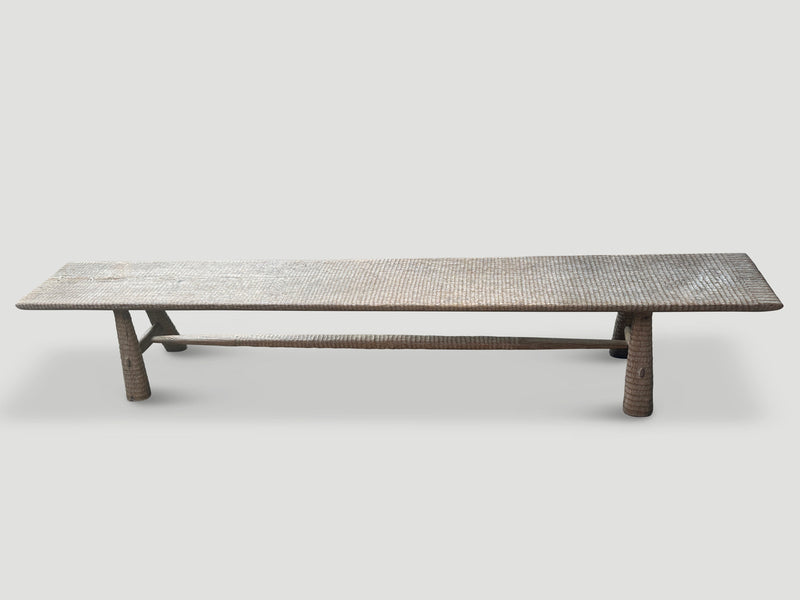 Impressive Minimalist Hand Carved Teak Bench