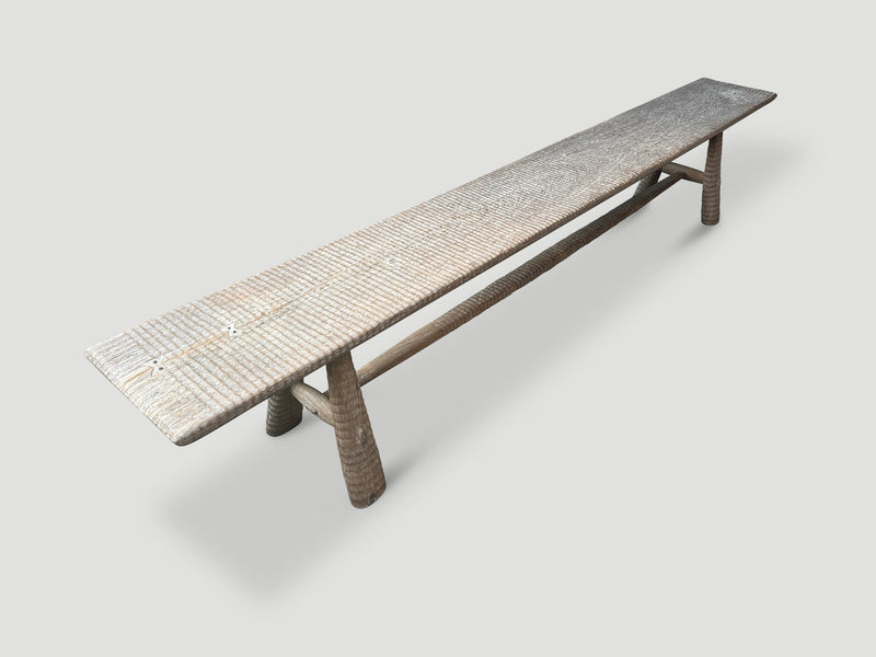 Impressive Minimalist Hand Carved Teak Bench