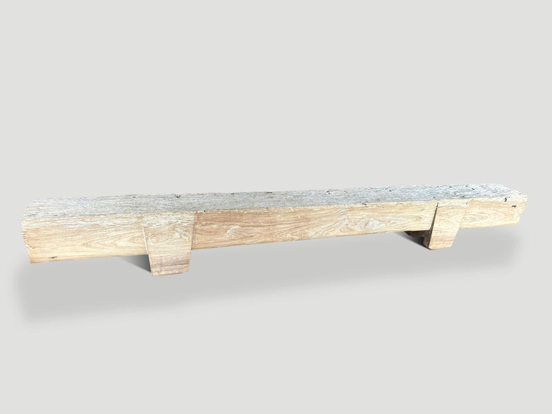 Bleached Teak Wood Log Bench