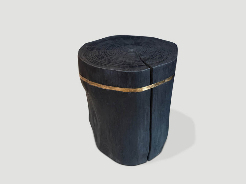 Minimalist Charred and Bronze Side Table