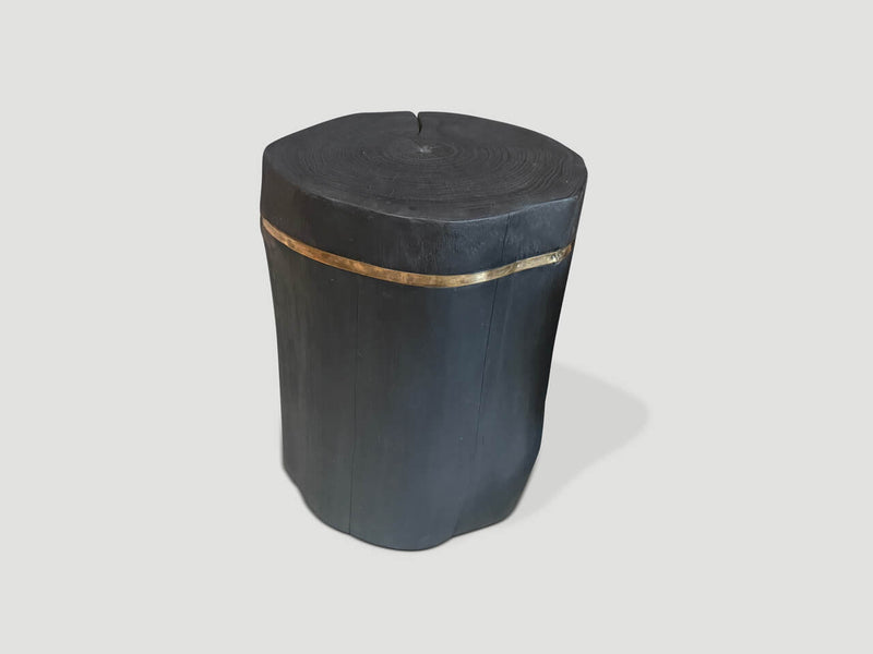 Minimalist Charred and Bronze Side Table