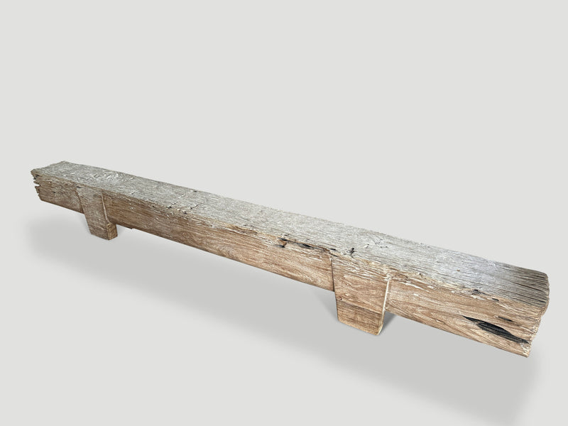 Bleached Teak Wood Log Bench