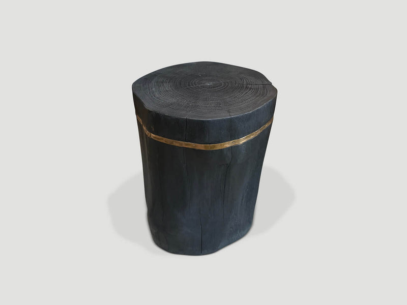 Minimalist Charred and Bronze Side Table