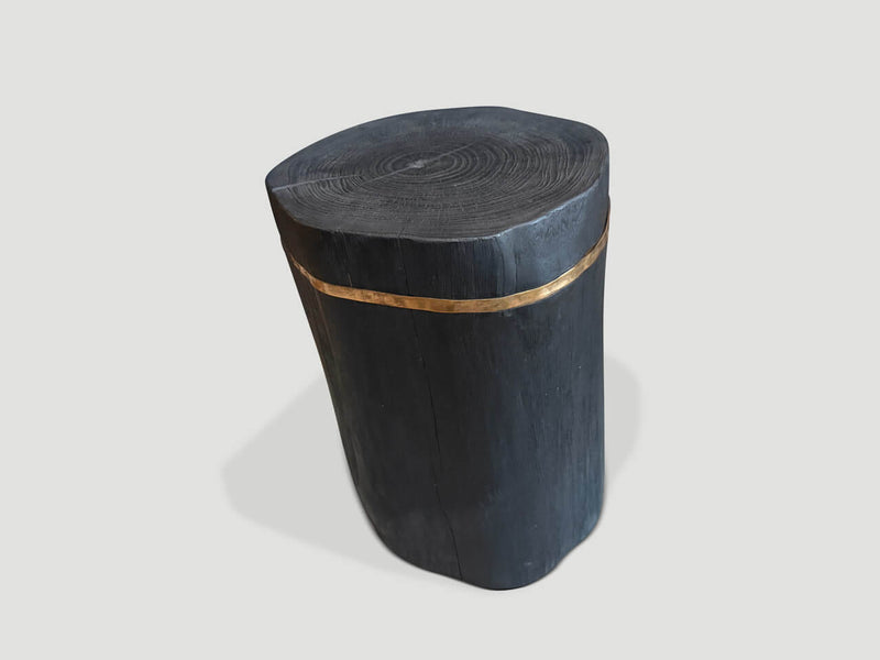 Minimalist Charred and Bronze Side Table