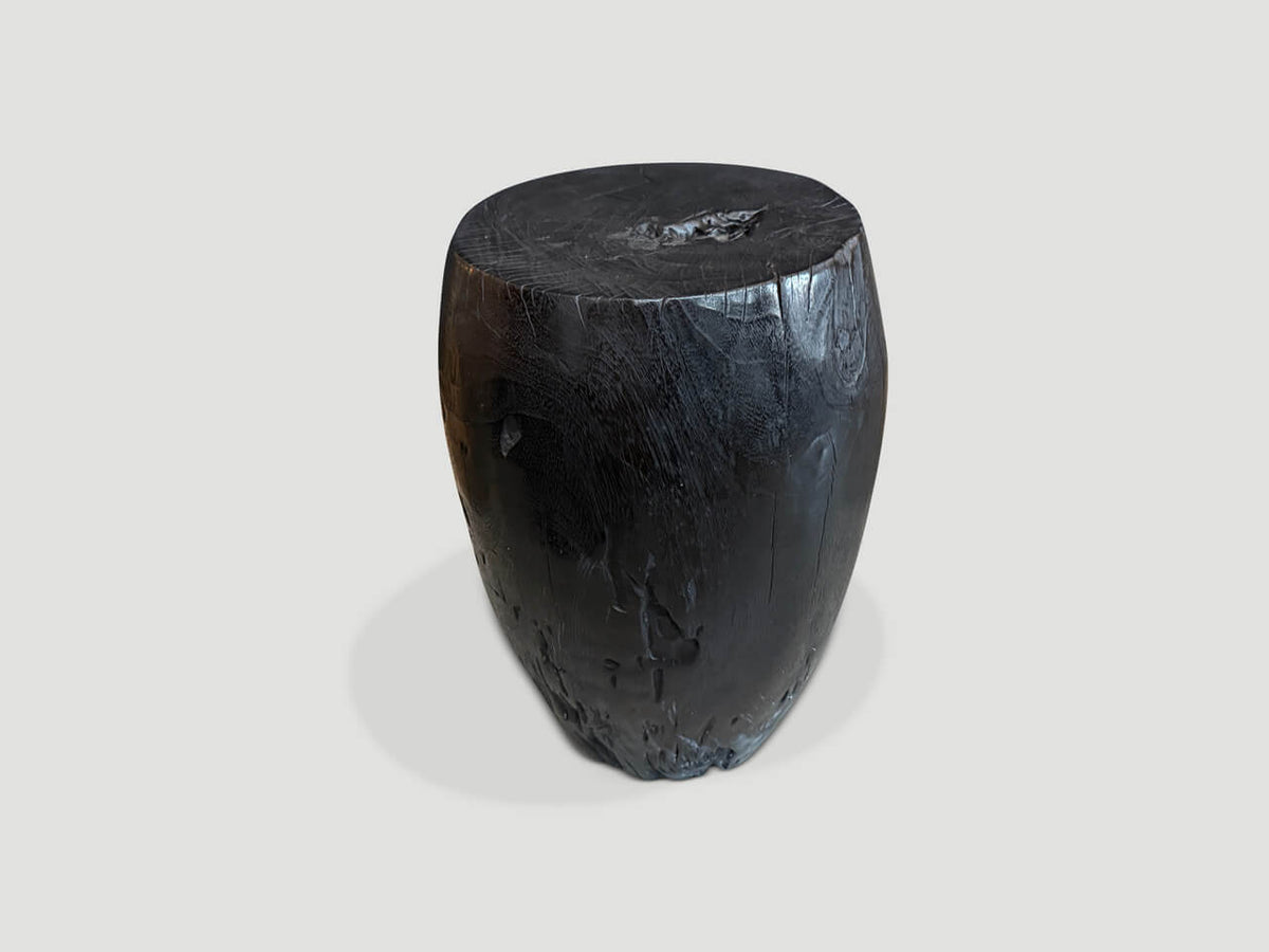 Polished Drum Shape Side Table or Stool