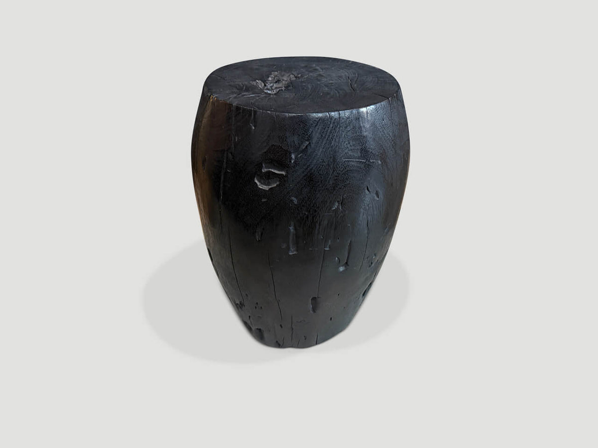 Polished Drum Shape Side Table or Stool