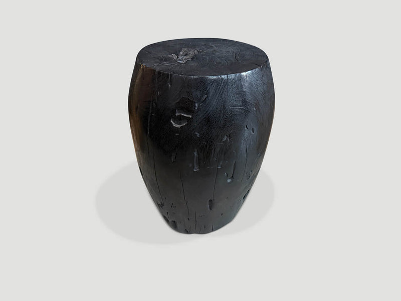 Polished Drum Shape Side Table or Stool