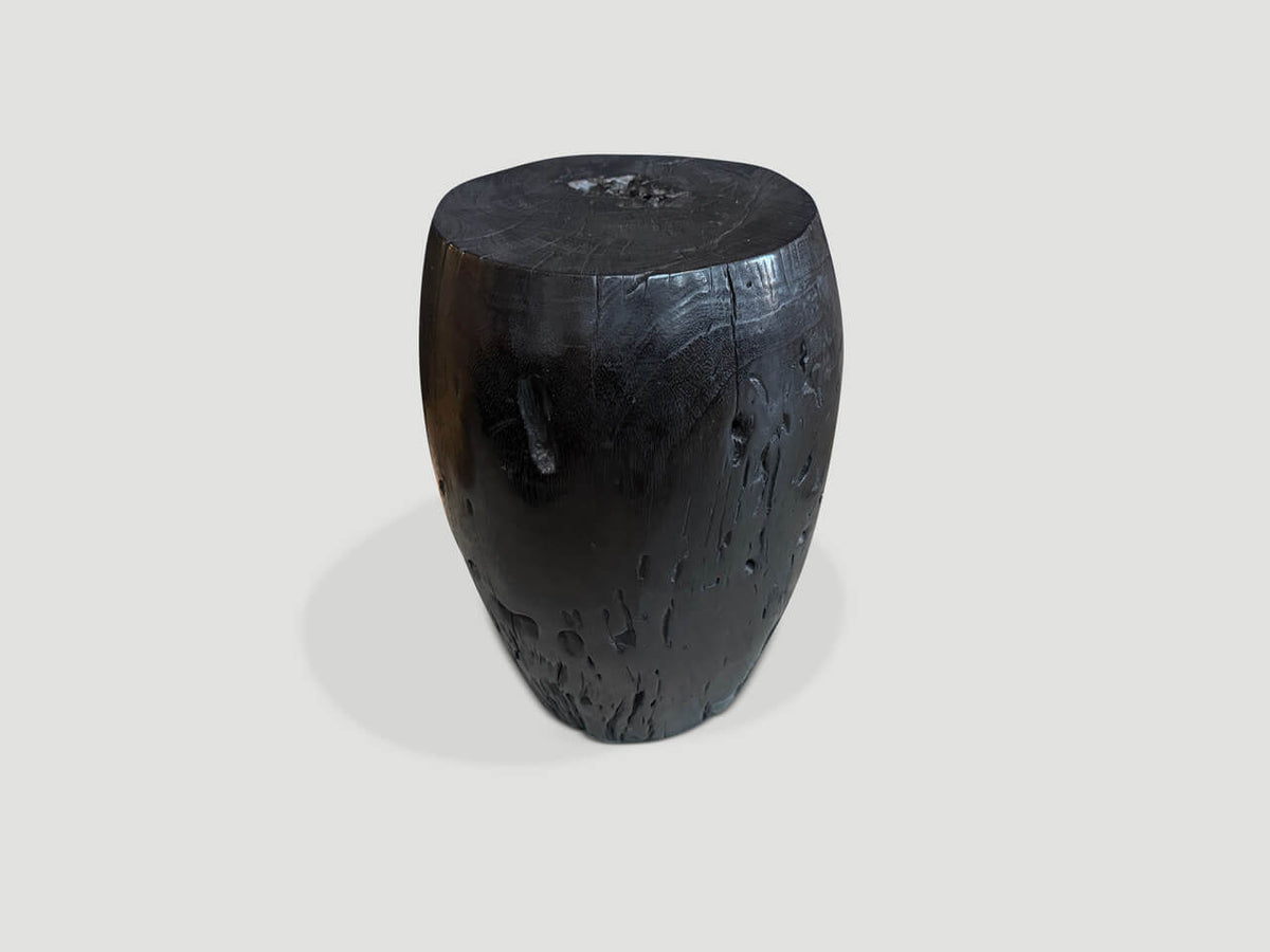 Polished Drum Shape Side Table or Stool