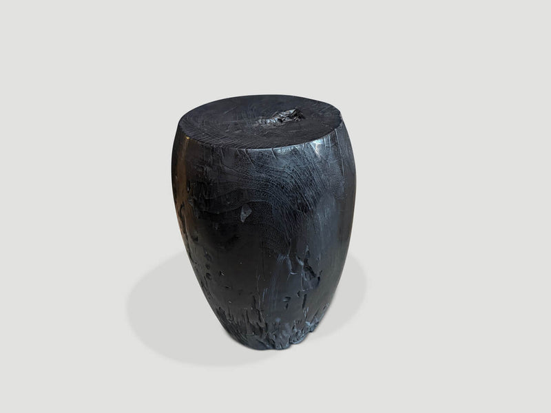 Polished Drum Shape Side Table or Stool