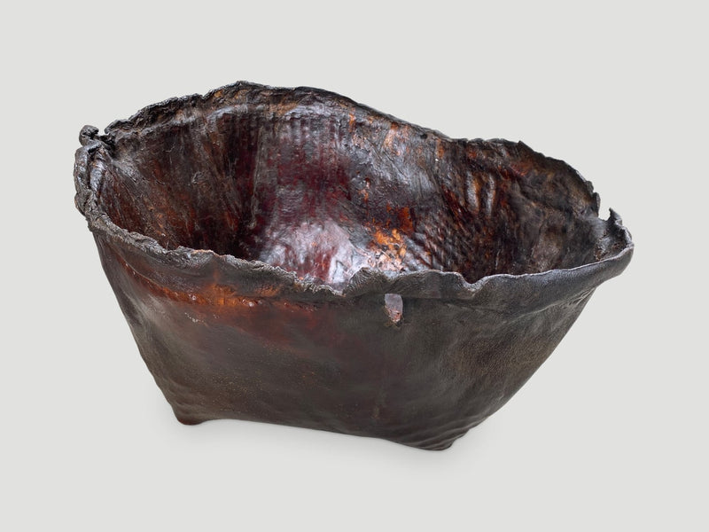Polished Buffalo Hide Container