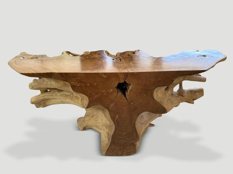 Sculptural Teak Console Table