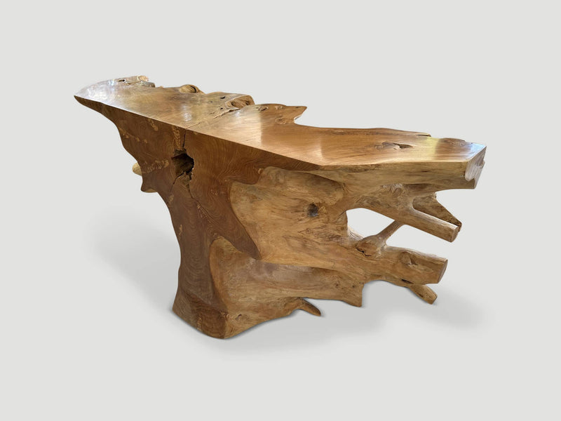 Sculptural Teak Console Table