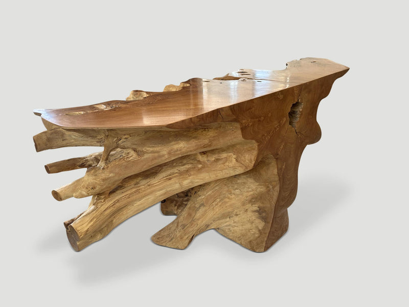 Sculptural Teak Console Table
