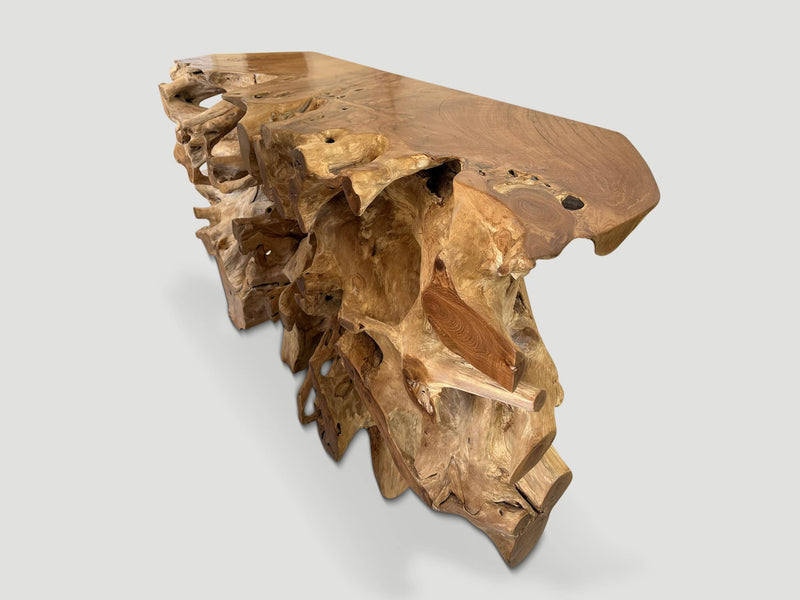 Sculptural Teak Console Table