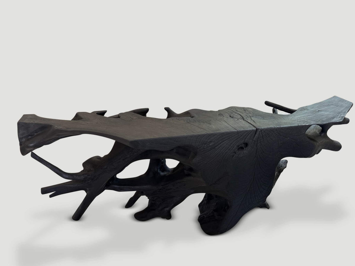 Sculptural Charred Console Table