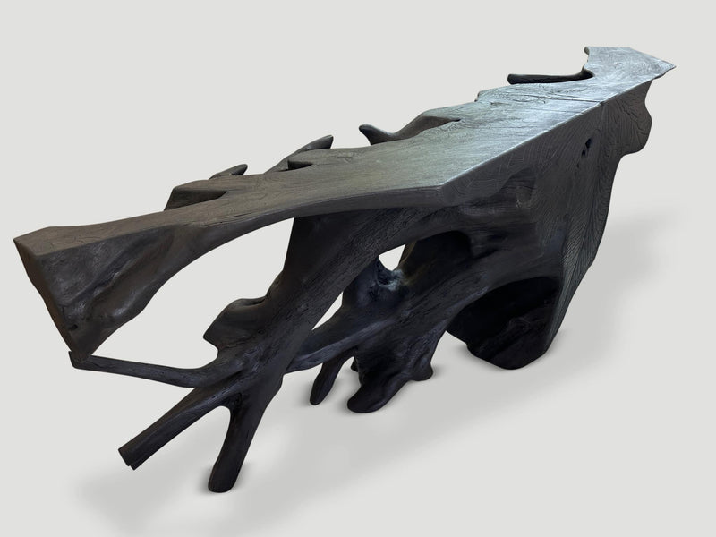 Sculptural Charred Console Table