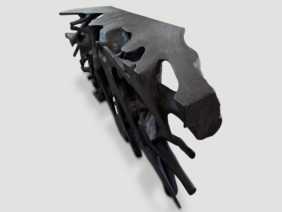 Sculptural Charred Console Table