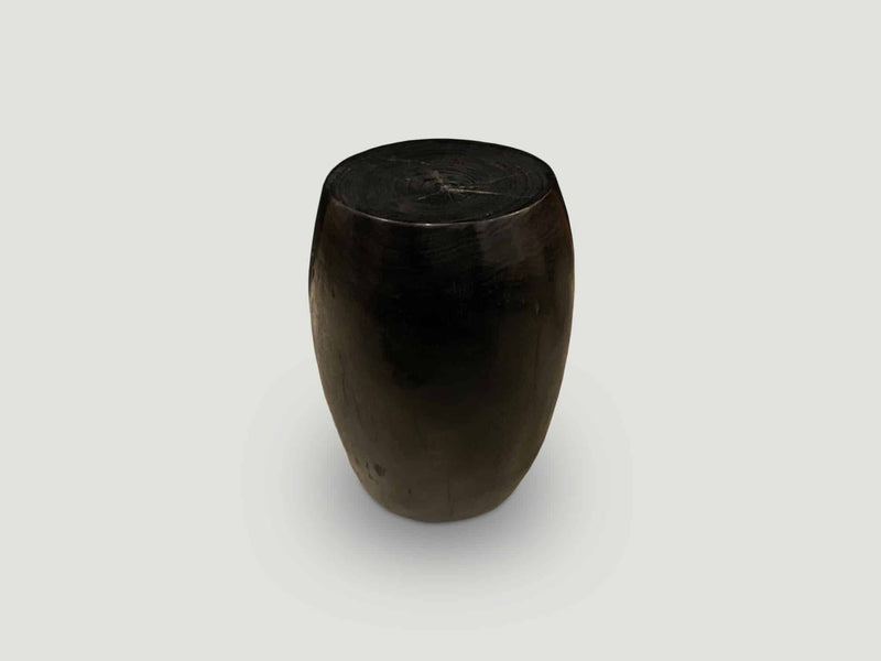 Polished Drum Shape Side Table or Stool