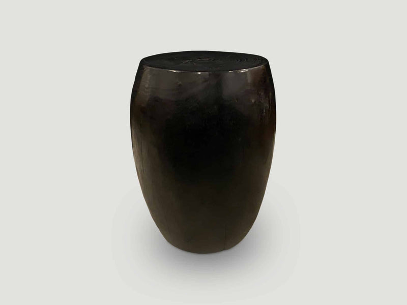 Polished Drum Shape Side Table or Stool