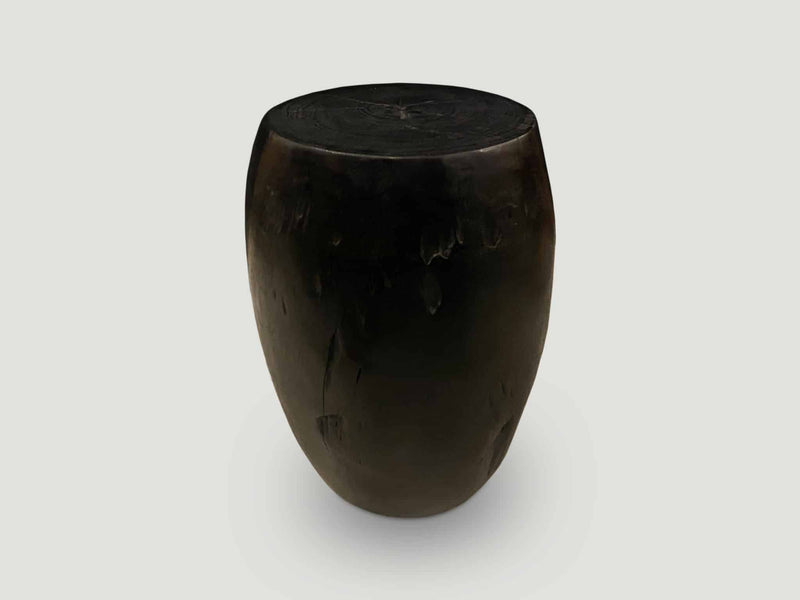 Polished Drum Shape Side Table or Stool
