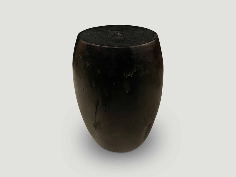 Polished Drum Shape Side Table or Stool