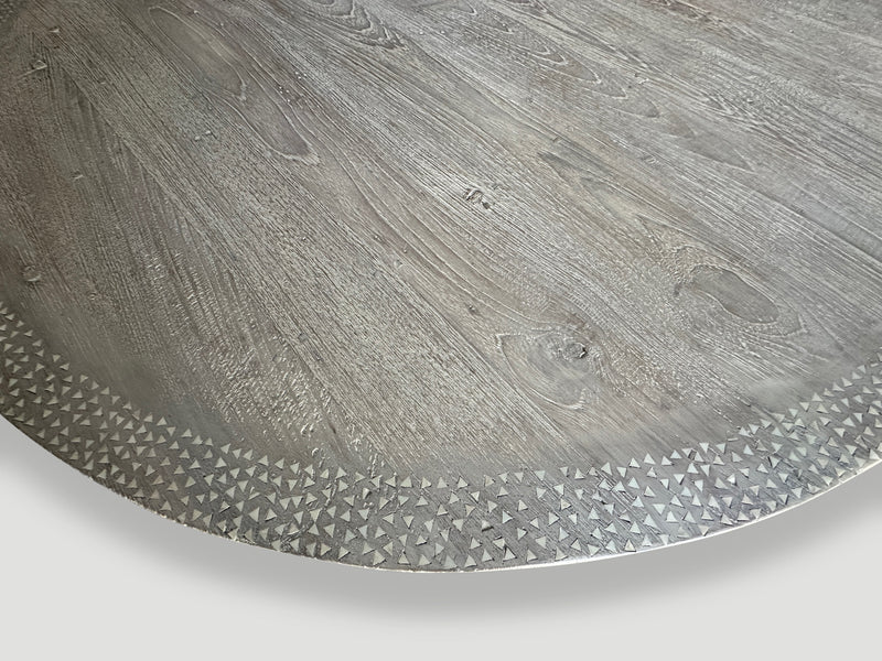 Round Shell Inlaid Teak Table