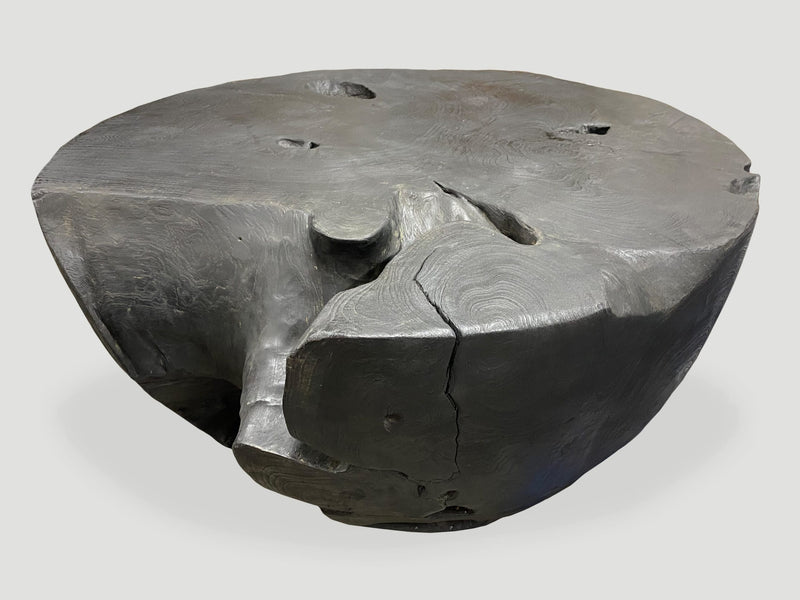 Drum Shaped Charred Teak Coffee Table