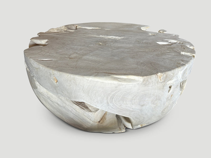 Organic Drum Shape Teak Wood Coffee Table