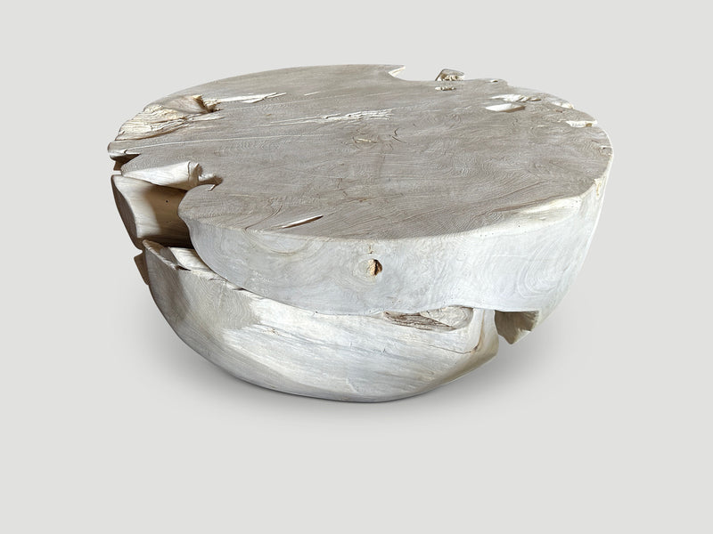 Organic Drum Shape Teak Wood Coffee Table