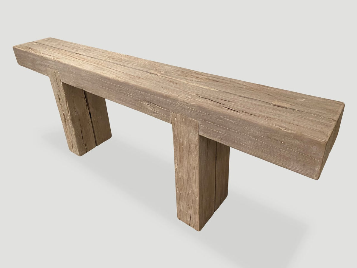 Teak Log Console Table